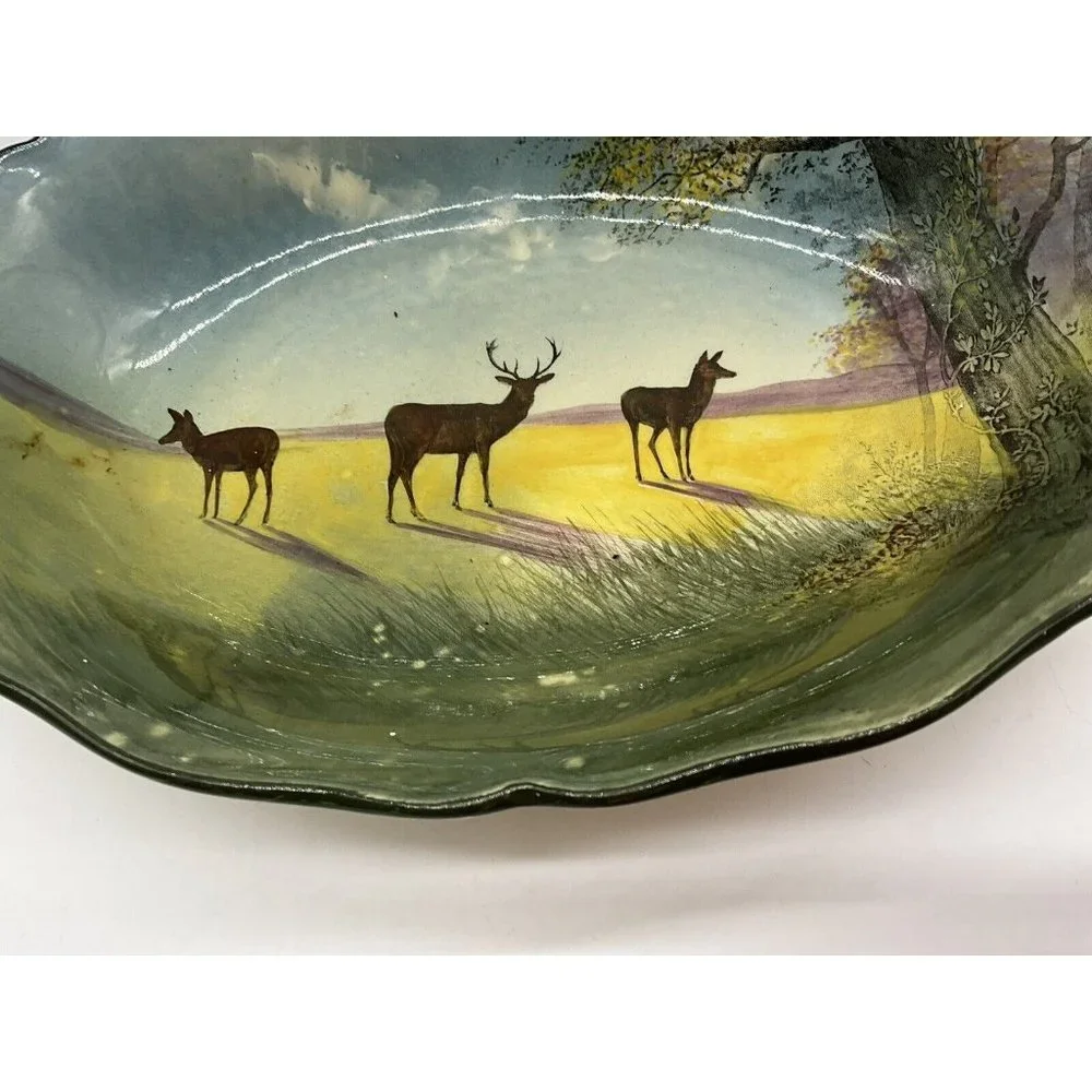 Royal Doultan Vintage Vegetable Serving Dish Deer Grazing Pattern 1927-1932